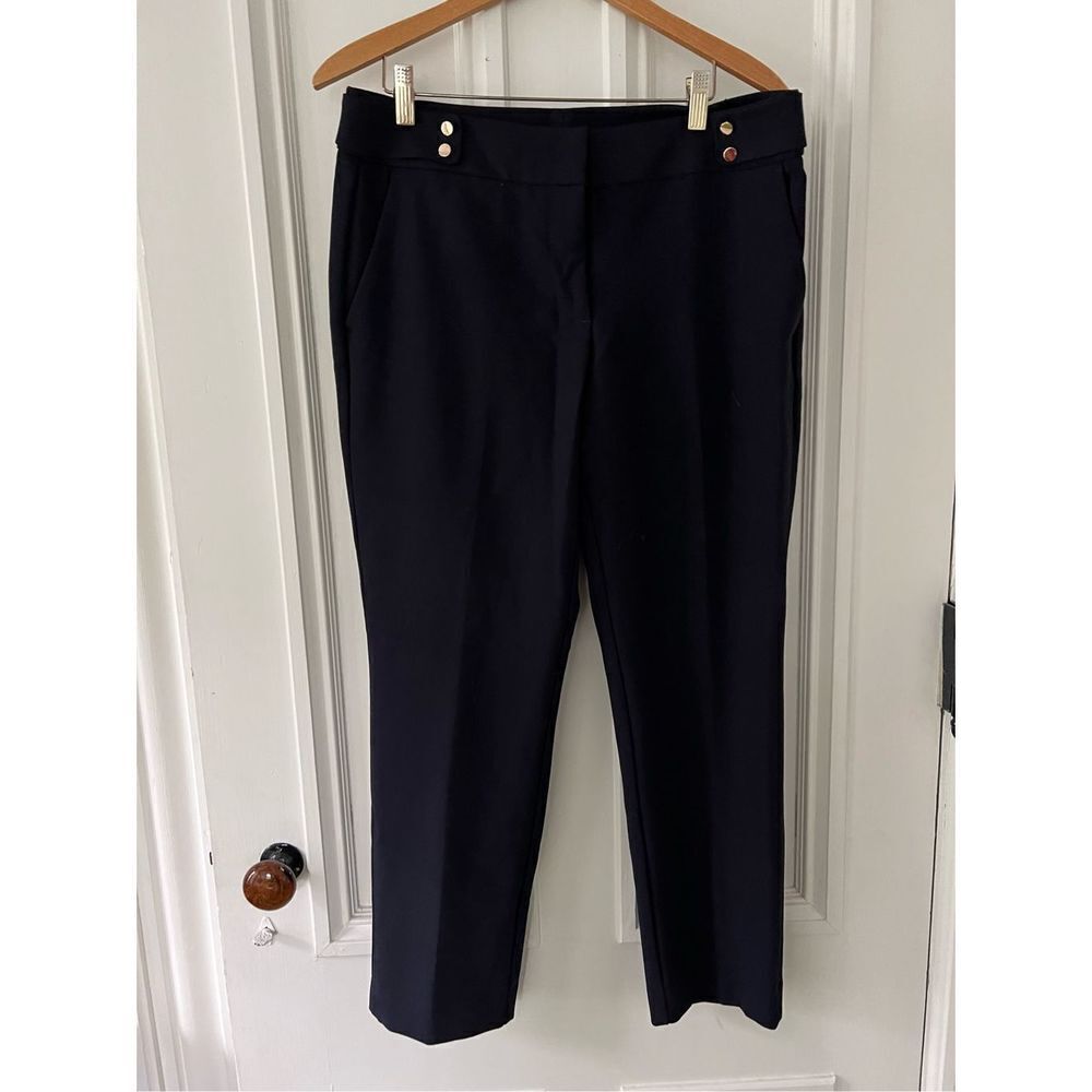 Loft Julie navy blue flare dress pants 8